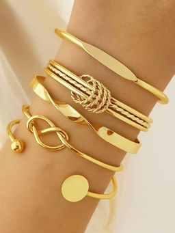 ISHKAARA - Pairs Of Golden Bracelet Stack With Anti Tarnish Pack Of 5