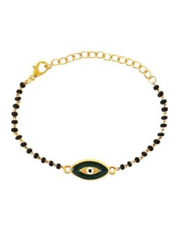 I Jewels - Gold Plated Adjustable Evil Eye Pendant Mangalsutra Bracelet Women Multi-Color