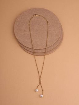 Palmonas - Double Pearl Drop Necklace Women - Waterproof And Anti-Tarnish