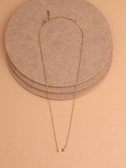 Palmonas - Delicate Curved Pearl Accent Necklace Women - Waterproof And Anti-Tarnish