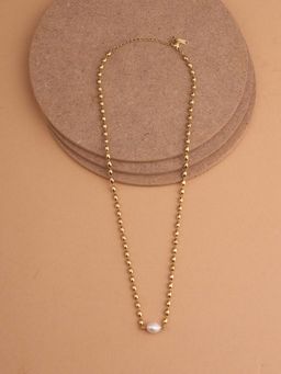 Palmonas - Gold Beaded Chain Pearl Necklace Women - Waterproof And Anti-Tarnish