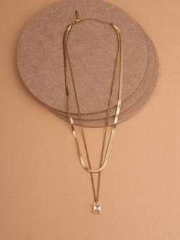 Palmonas - Square Pendant Layered Necklace Women - Waterproof And Anti-Tarnish