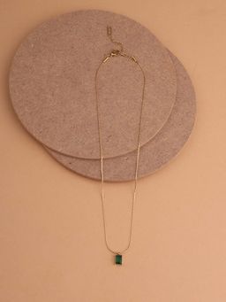 Palmonas - Green Stone Square Pendant Necklace Women - Waterproof And Anti-Tarnish