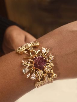 Peach Tassels - Purple Bracelet With Floral Design