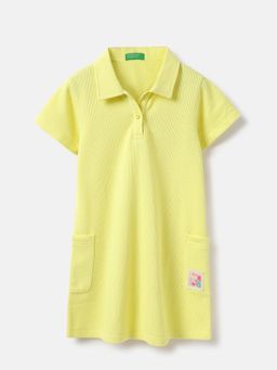 United Colors of Benetton - Regular Fit Collar Neck Textured Dresses Yellow