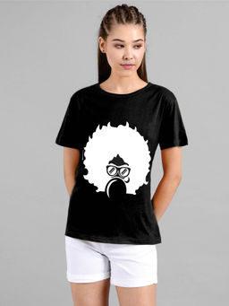 KOTTY - Women Black Half Sleeves Round Neck Printed T-Shirt