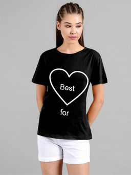 KOTTY - Women Black Half Sleeves Round Neck Printed T-Shirt