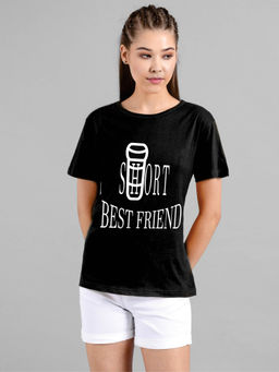 KOTTY - Women Black Half Sleeves Round Neck Printed T-Shirt