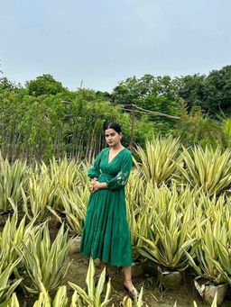 URNAM - Green Monsoon Mist Dress