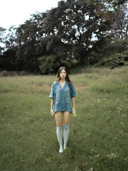 URNAM - Floren Blue Shirt Dress