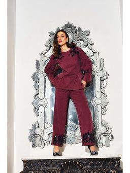 Kay Kay BY KKHUSHI SAHAII - Gabi Burgundy Denim Co-Ord Set