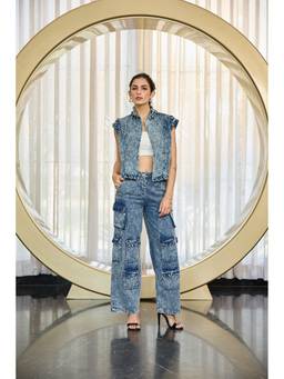 Kay Kay BY KKHUSHI SAHAII - Smoky Blue Denim Co-Ord Set