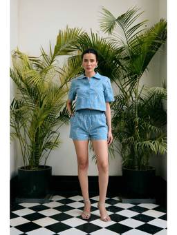 Kay Kay BY KKHUSHI SAHAII - Zaza Blue Denim Co-Ord Set