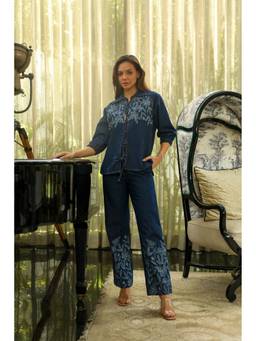 Kay Kay BY KKHUSHI SAHAII - Lowis Blue Denim Thread Work Co-Ord Set