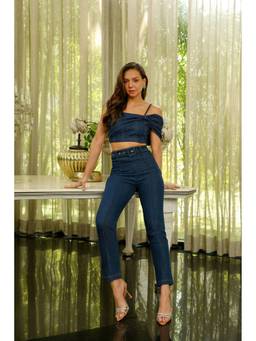 Kay Kay BY KKHUSHI SAHAII - Rizzo Blue Cotton Plain Co-Ord Set