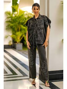 Kay Kay BY KKHUSHI SAHAII - Reyna Black Denim Co-Ord Set