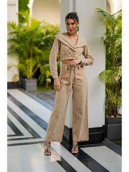 Kay Kay BY KKHUSHI SAHAII - Shilloh Beige Crop Co-Ord Set