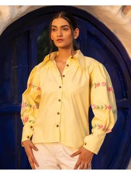 Rasra Mai - Yellow Deviinaa Hand-Embroidered Shirt