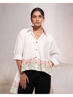 Rasra Mai - White Maitreyi Hand-Embroidered Shirt