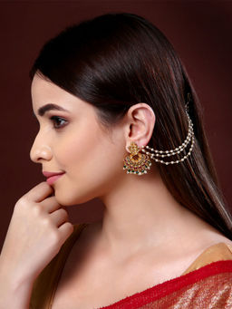 PANASH - Gold-Plated Pearl Beads Handcrafted Earrings Chains