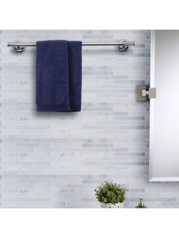 Maspar - Colorart 550GSM Embedded Stripe Solid Navy Hand Towels (Set of 2)