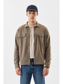 Snitch - Beige Plain Full Sleeves Regular Casual Jacket for Men