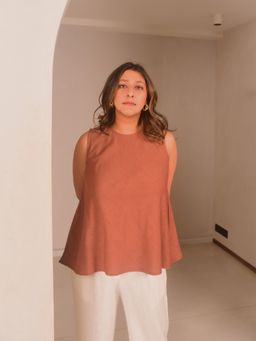 WHY SO BLUE - Brown Plain Top