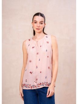 STIL-O-STITCH - Pink Embroidered Rayon Top