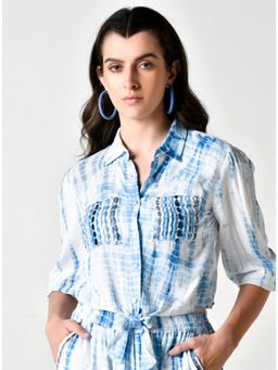 STIL-O-STITCH - Blue Tie-Dye Rayon Top