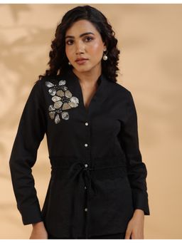STIL-O-STITCH - Black Embroidered Cotton Top