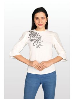 STIL-O-STITCH - White Colour Cotton Top