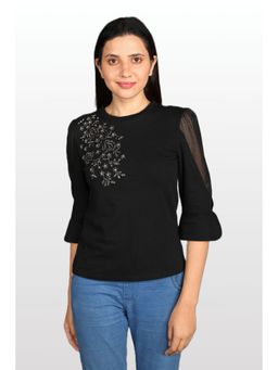 STIL-O-STITCH - Black Embroidered Top