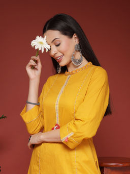 Nayam by lakshita - Embroidered Cotton Straight Kurta and Palazzo (Set of 2)