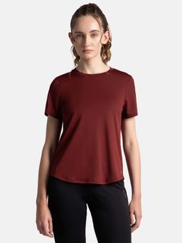Jockey - MW87 Women Microfiber Fabric Regular Fit Half Sleeve T-Shirt - Tawny Port