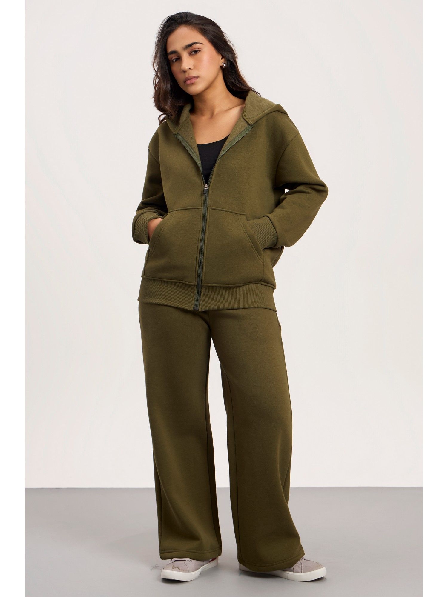 J.S.B. フード付きスウェット （color）Olive Buy COLOR CAPITAL Oversized Zipper Olive Hoodie (XS) Online