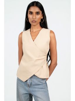 COLOR CAPITAL - Textured Clasp Beige Top