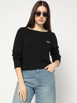GAP - Women Logo Relaxed Fit Black T-Shirt