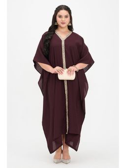 Virgio - Women Solid Viscose Kaftan Brown Dress