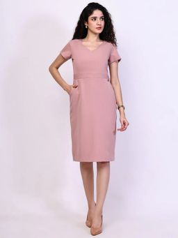Exude - Women Composure Pink Sheath Knee Length Dress