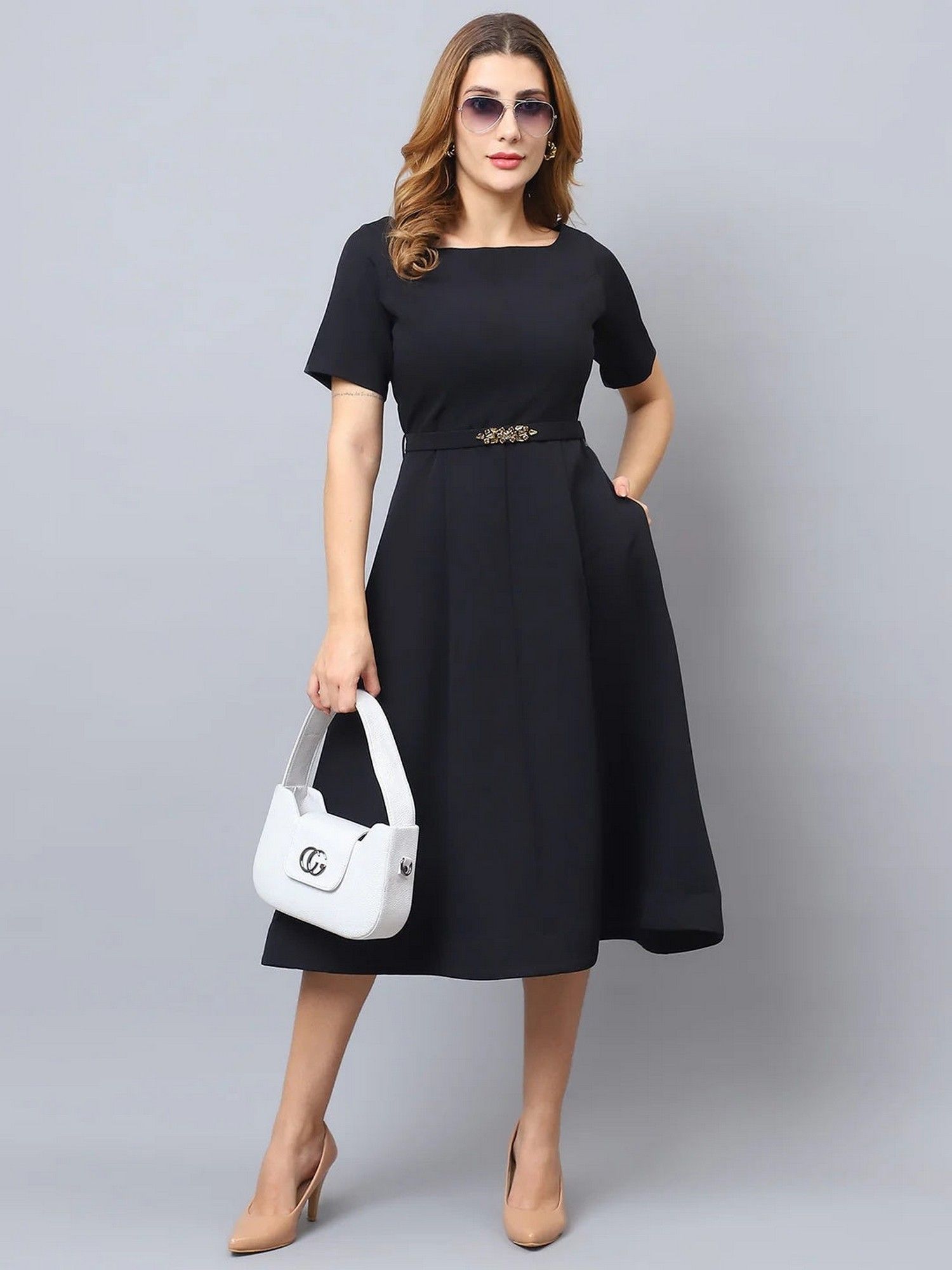 exude Women Black Embellish and Flow Dress-picture-39