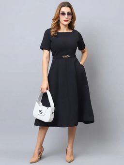 Exude - Women Black Embellish and Flow Dress