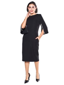 Exude - Midnight Grace Pearl Sleeve Black Dress