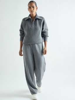 Femmella - Half Zipper Grey Co-Ord Set