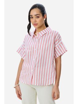 Virgio - Women Pink Cotton Relaxed Fit Shirt