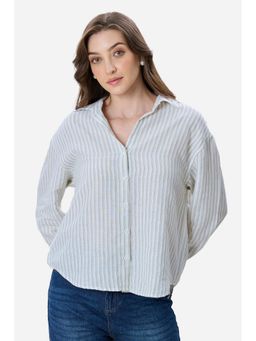 Virgio - Women Green Linen Oversized Shirt