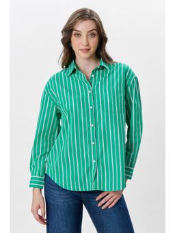 Virgio - Women Green Cotton Regular Shirt