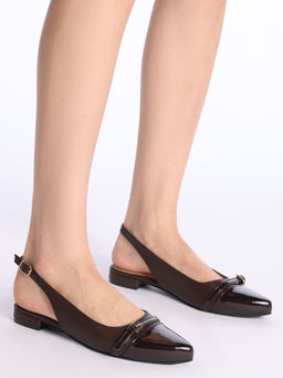 Twenty Dresses by Nykaa Fashion - Womens Brown Glossy Pointed Toe Sandals