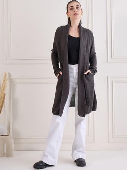 Creative Line - Black Self Design Knitted Shrug