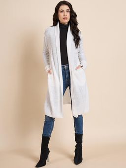 Creative Line - White Self Design Knitted Shrug