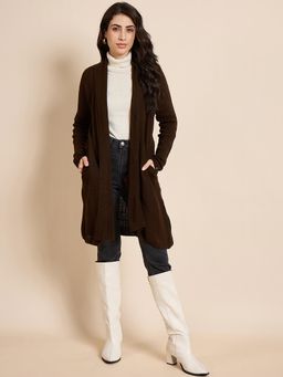 Creative Line - Brown Self Design Knitted Shrug